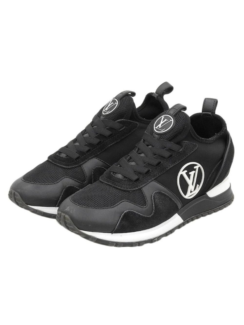 Louis Vuitton Run Away LV Circle Logo Low-Cut Sneakers Leather Mesh Suede Black